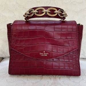 Kate Spade Murray Street Luxe Embossed Croc Top Handle Bag with Strap